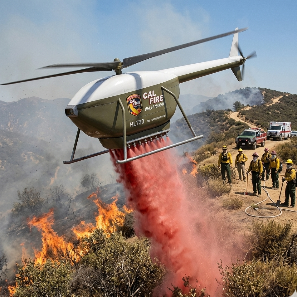 Autonomous VTOL aircraft assisting wildfire response operations