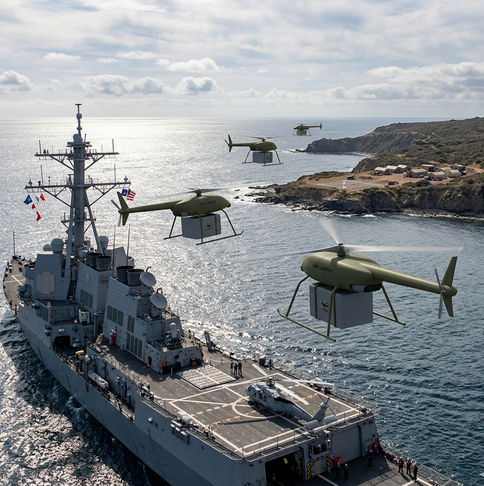Autonomous VTOL aircraft operating from a naval vessel offshore